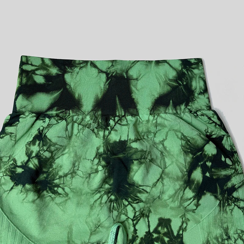 Yoga Shorts For Women Sports Tie Dye Seamless Cycling Running Shorts High Waisted Sports Workout Gym Fitness Shorts