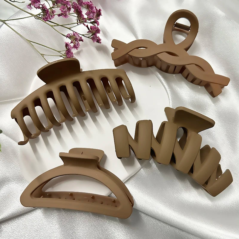 High Women Hair Claw Clips Korea Coffee Beige Acrylic Large Hair Claw Hairpin Geometric Barrettes Crab Girl Headwear Hair Accessories