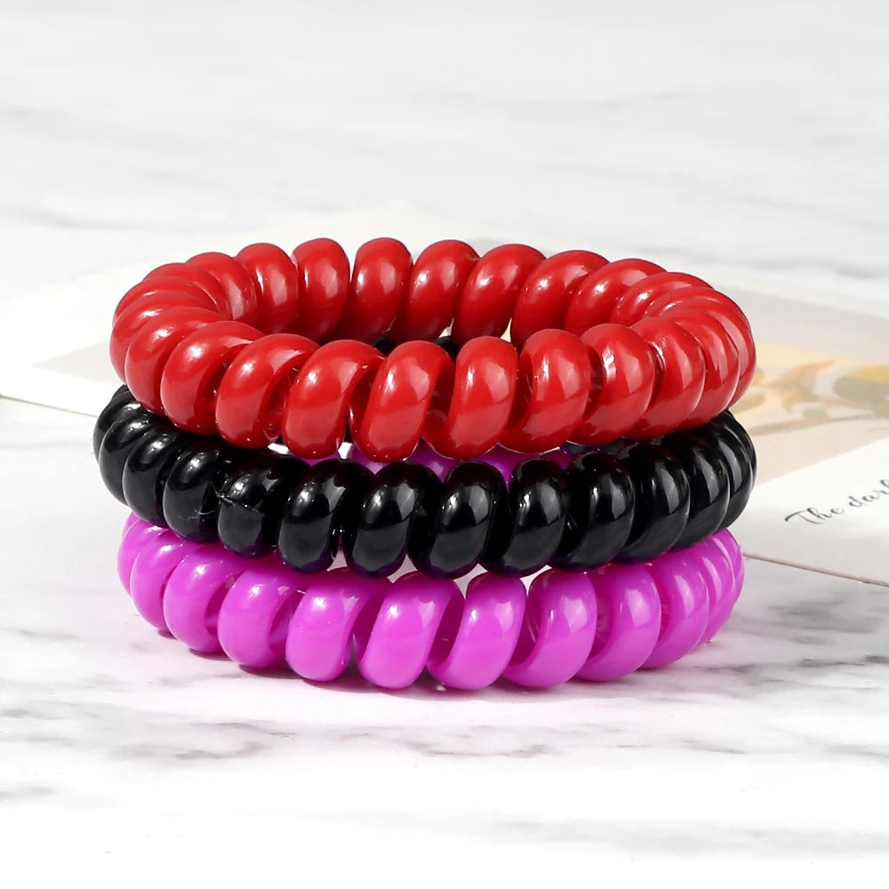 3-8Pcs/Set Telephone Wire Hair Bands Girl 5cm Mixed Color Highly Elastic Hair Ties Ponytail Holder Women Trendy Hair Accessories