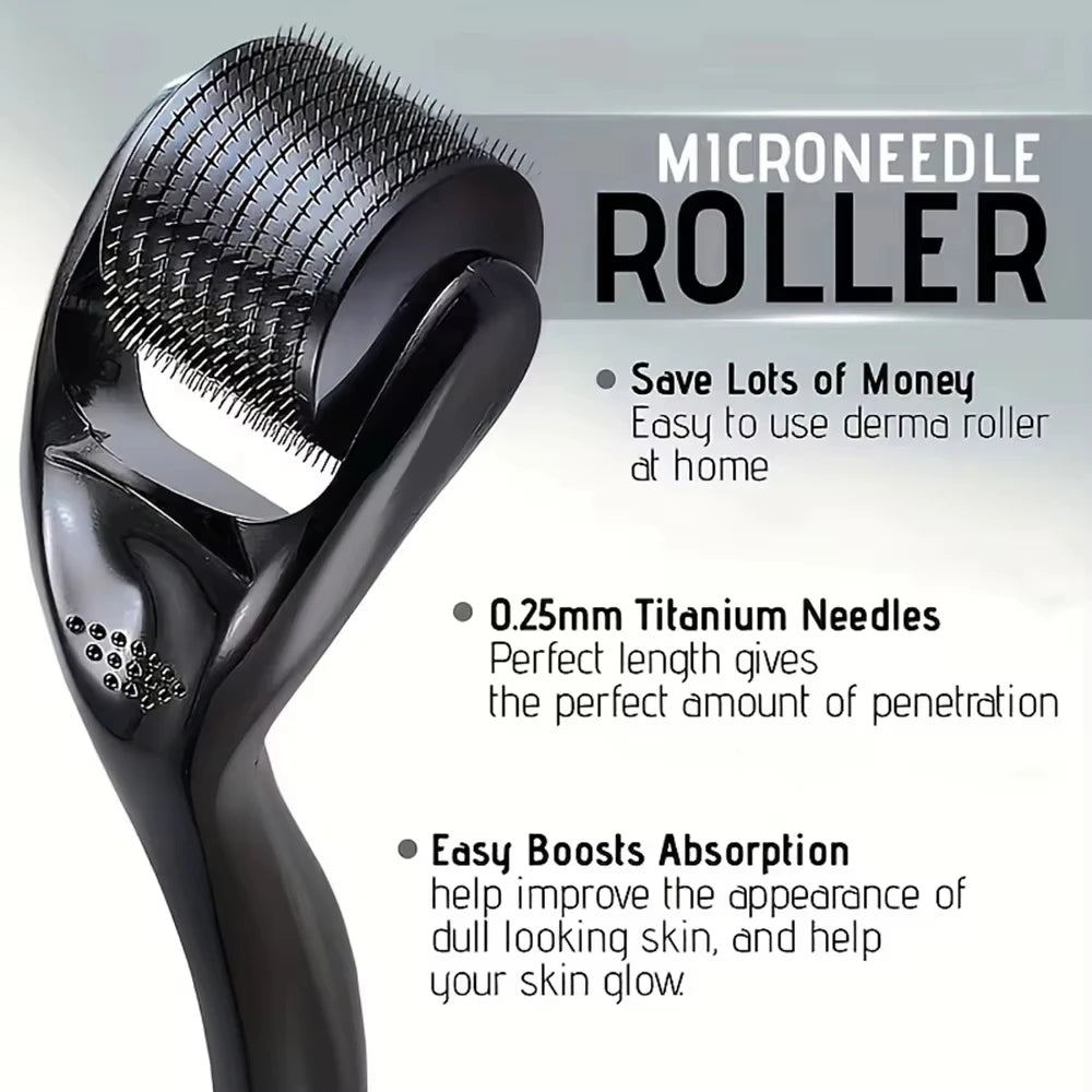Luxury Black Derma Roller Face Massager Scalp Beard Growth Hair Growth Skin Care Tool Beauty Instrument For Women and Man