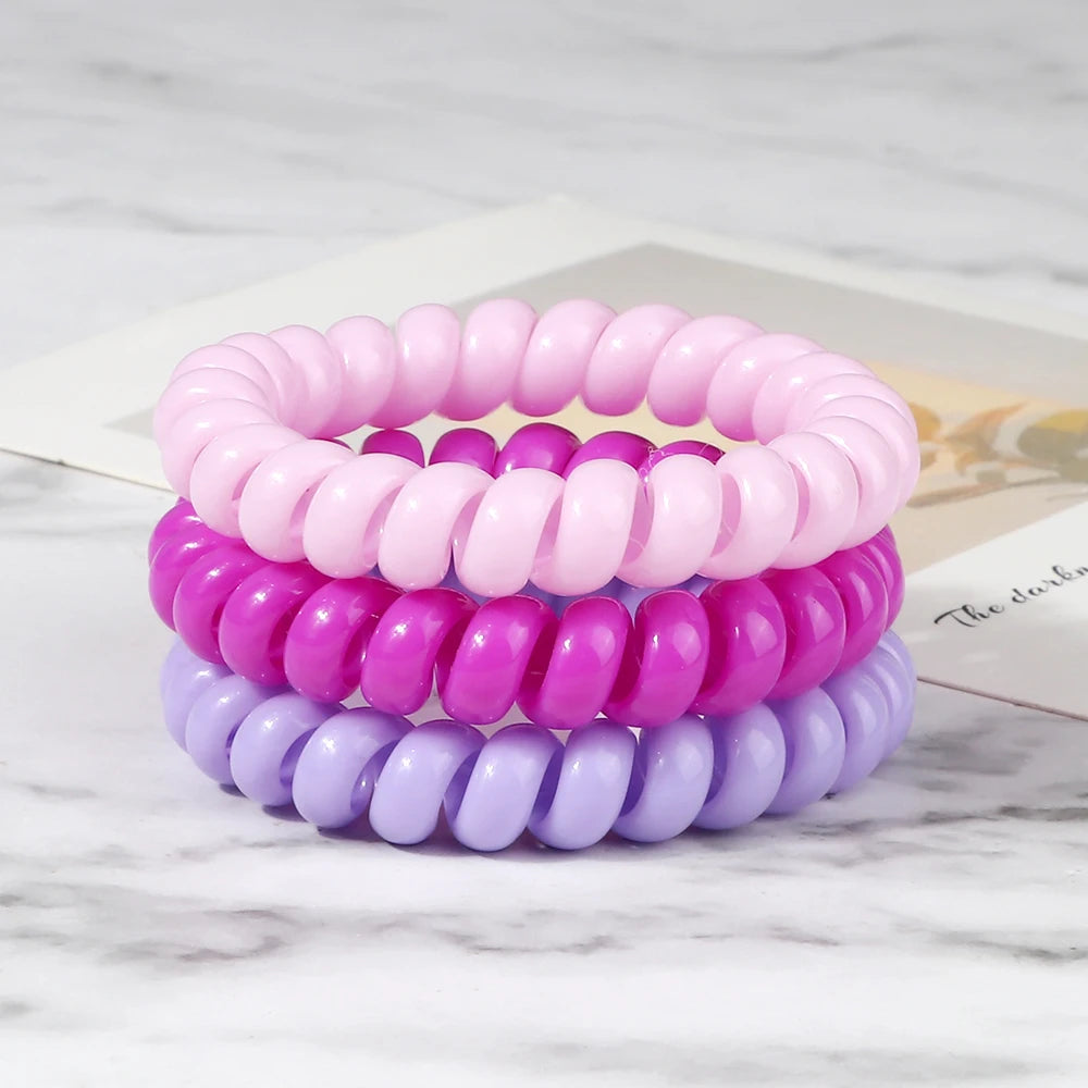 3-8Pcs/Set Telephone Wire Hair Bands Girl 5cm Mixed Color Highly Elastic Hair Ties Ponytail Holder Women Trendy Hair Accessories