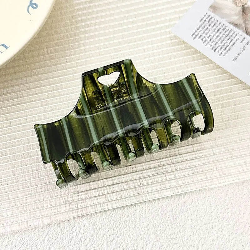 Retro Hollow Out Hair Claw Stripe Colour Hair Claw Clip Shark Catch Hair Accessories for Women Girls