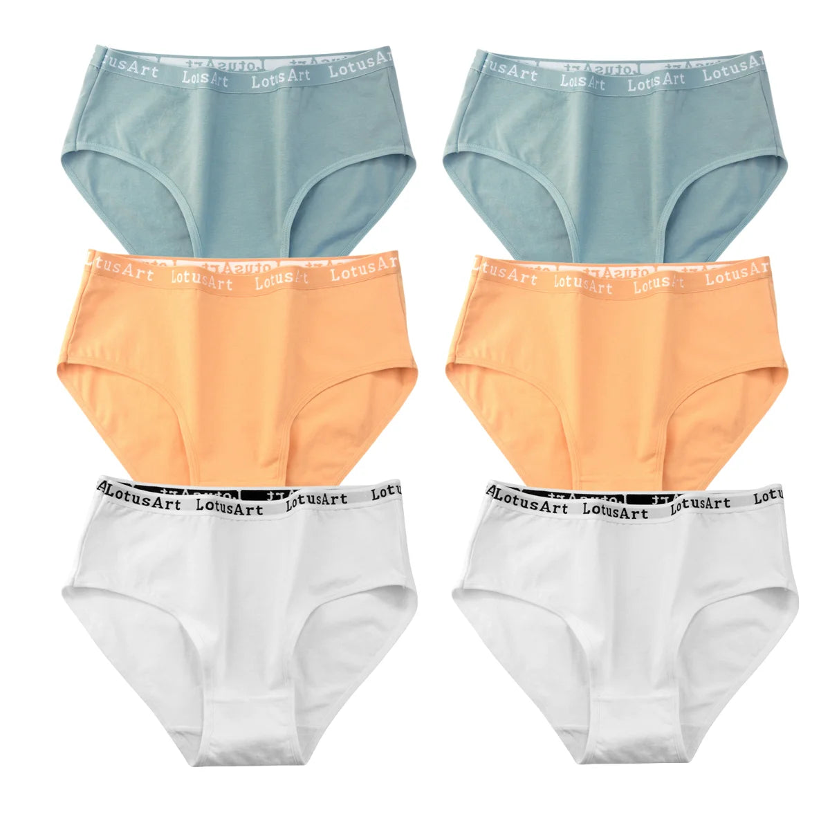 6PCS/Set Cotton Panties Women High Rise Briefs Seamless Underwear Female Underpants Solid Color Pantys M-2XL Comfort Intimates
