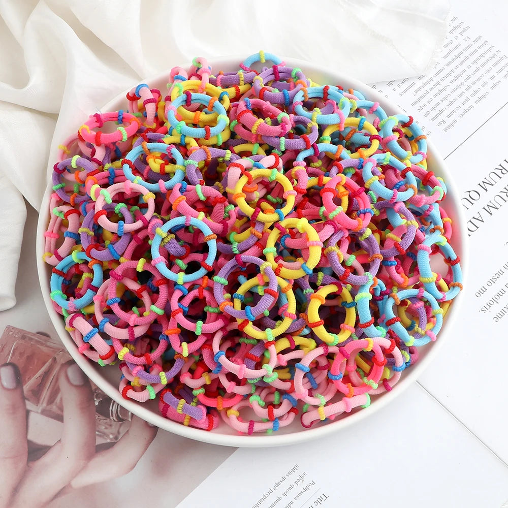 50/100Pcs/Lot Children Hair Bands Accessories Girl Candy Color Hair Ties Colorful Simple Rubber Band Ponytail Elastic Scrunchies