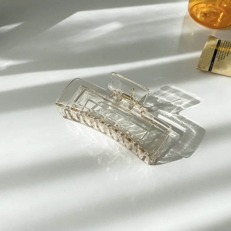 High Women Hair Claw Clips Korea Coffee Beige Acrylic Large Hair Claw Hairpin Geometric Barrettes Crab Girl Headwear Hair Accessories
