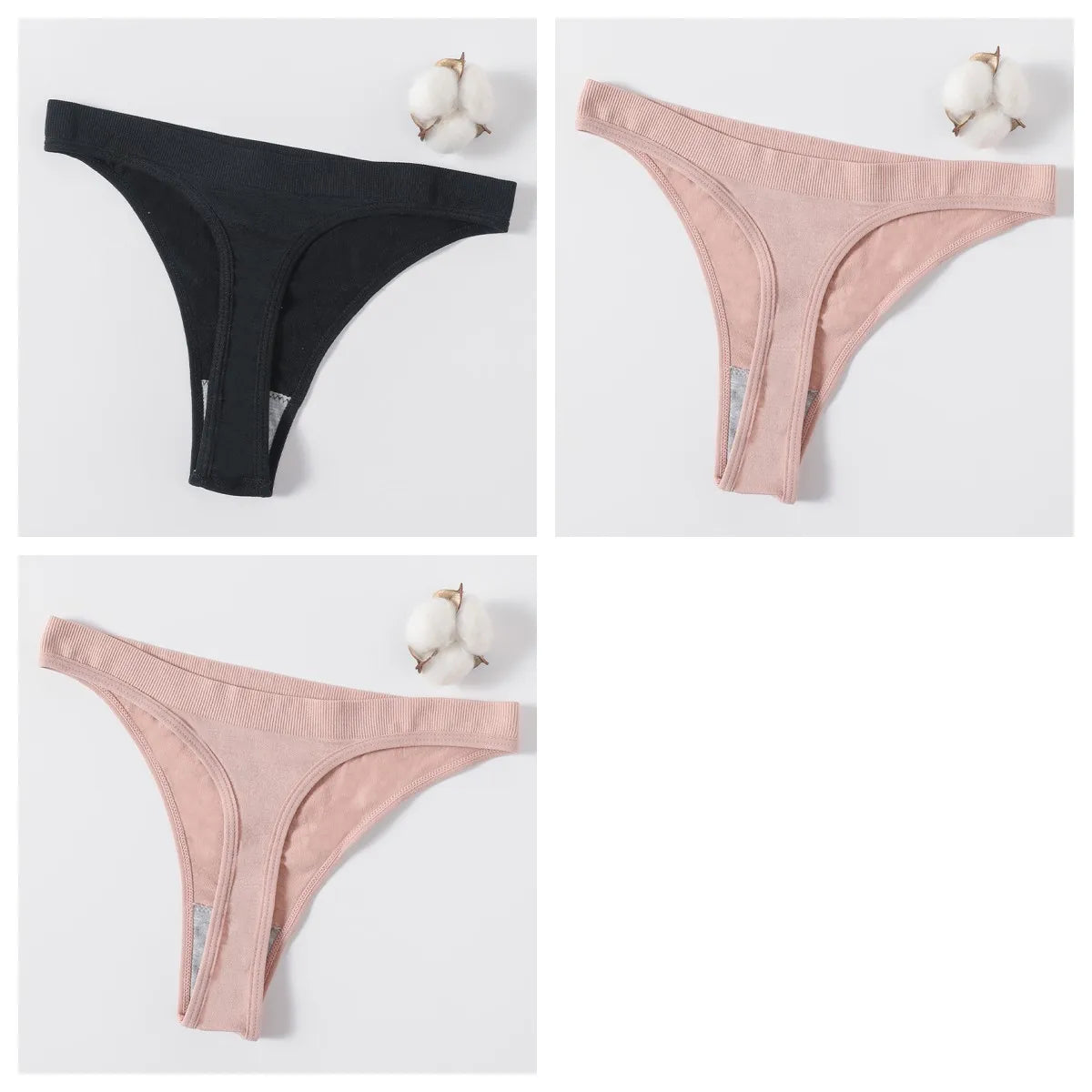 3Pcs/Set Seamless G-string Women Panties Sexy Thongs High Waist Underwear Female Underpants Sports Solid Bottom Sexy Lingerie