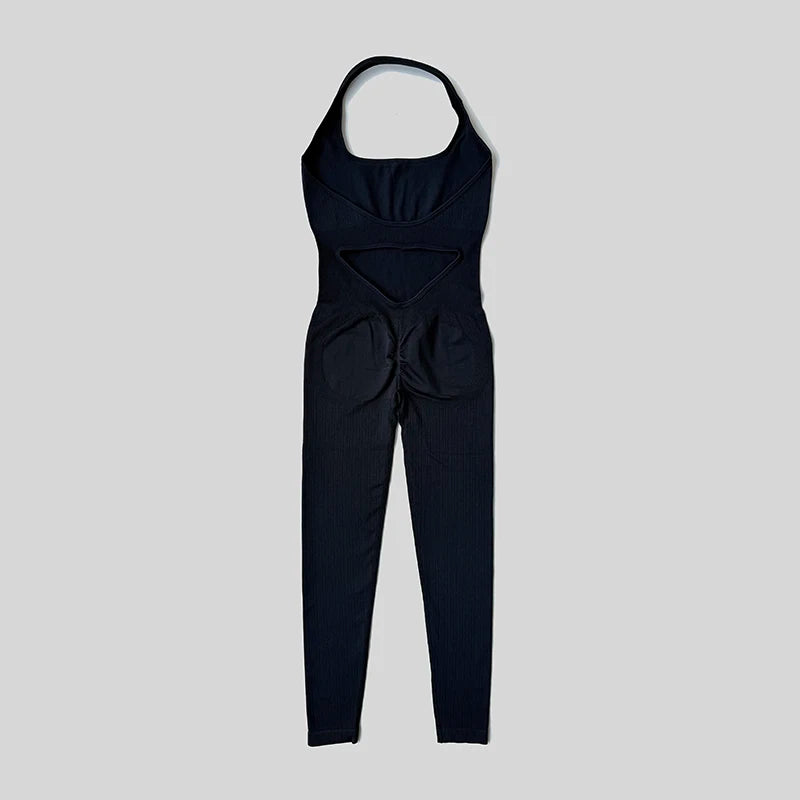 Sexy Women Bodysuits Fitness Sports Yoga Suit Halter Breathable Quick Drying Rompers Women's Gym Set Push Up Workout Jumpsuit
