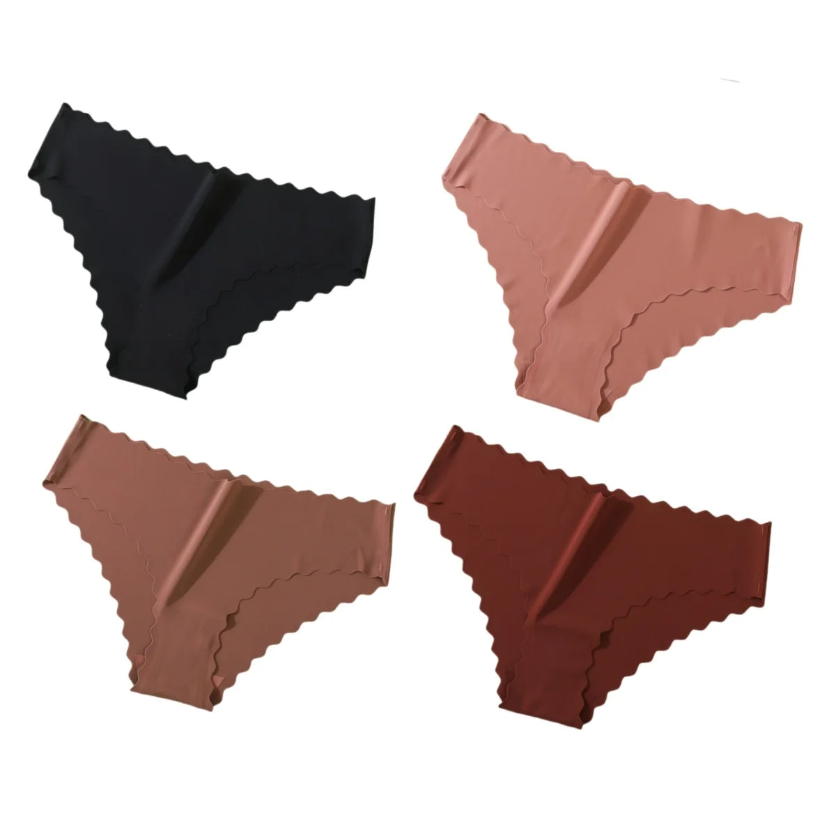 4Pcs/Set Classic Panties Women Low Rise Briefs Female Underpants Solid Color Underwear Ice Silk Panties Sexy Lingerie XS-XL