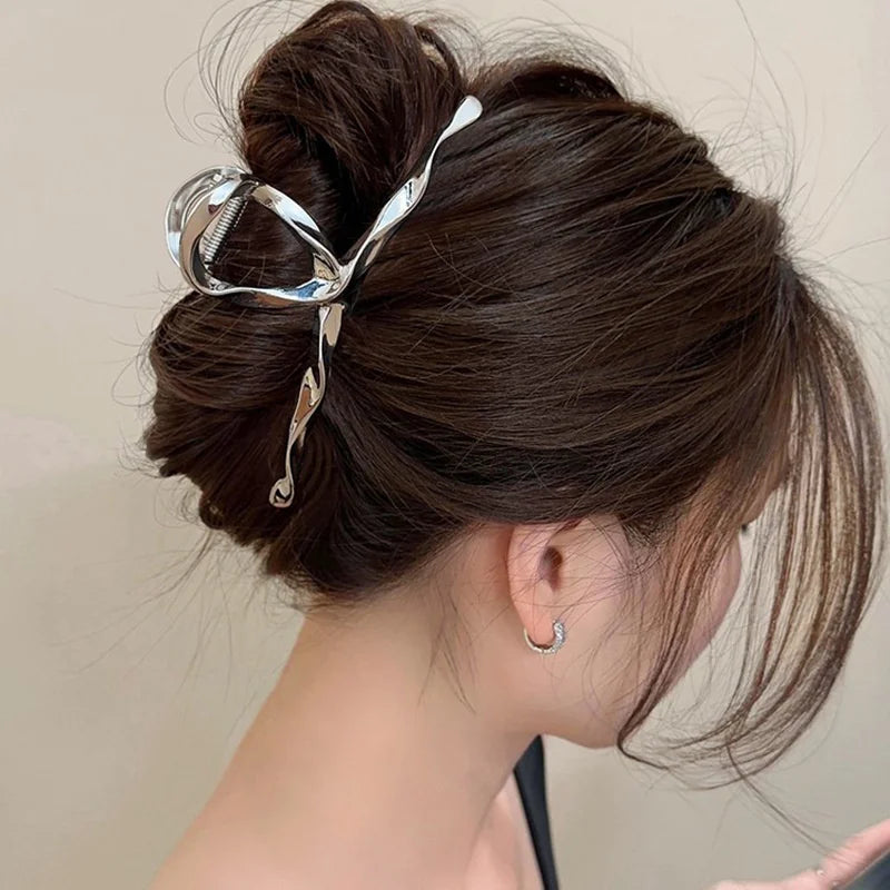 Metal Geometric Hair Claw Crab Hairpins Fashion Cross Hair Clips Barrettes Women Girls Korean Ponytail Clip Hair Accessories