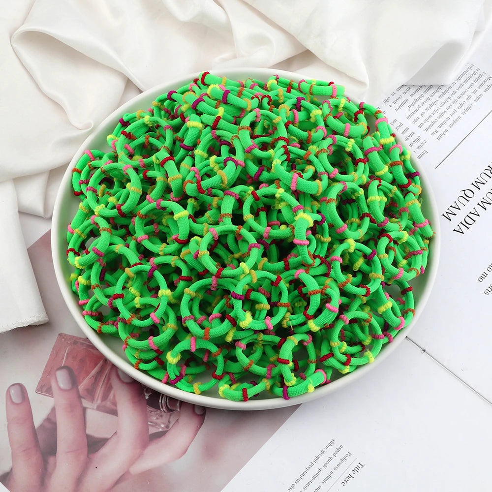 50/100Pcs/Lot Children Hair Bands Accessories Girl Candy Color Hair Ties Colorful Simple Rubber Band Ponytail Elastic Scrunchies