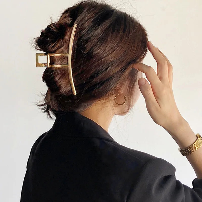Metal Geometric Hair Claw Crab Hairpins Fashion Cross Hair Clips Barrettes Women Girls Korean Ponytail Clip Hair Accessories