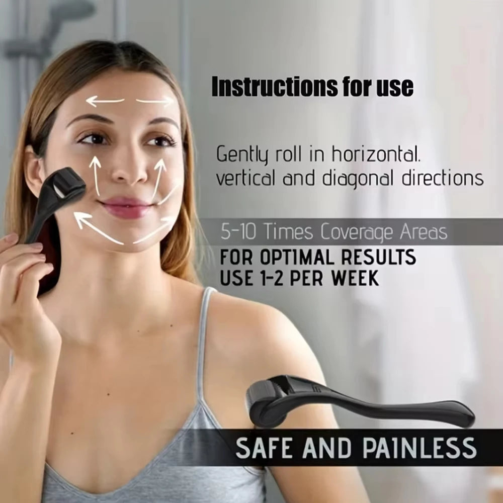 Luxury Black Derma Roller Face Massager Scalp Beard Growth Hair Growth Skin Care Tool Beauty Instrument For Women and Man