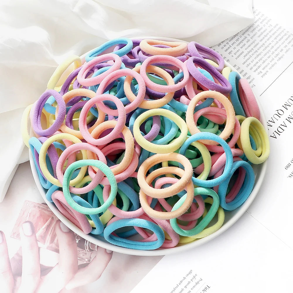50Pcs Women Girl Mixed Colors Hair Bands 4cm Basic Hair Ties Elastic Headband Simple Hair Scrunchies Accessories Ponytail Holder
