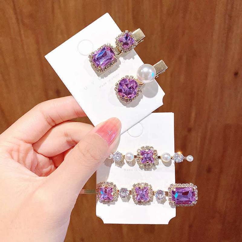 1 Set Women Hair Clips Headwear Jewelry Fashion Crystal Hair Accessories for Girls Luxury Pearl Barrettes Pins Christmas Gift