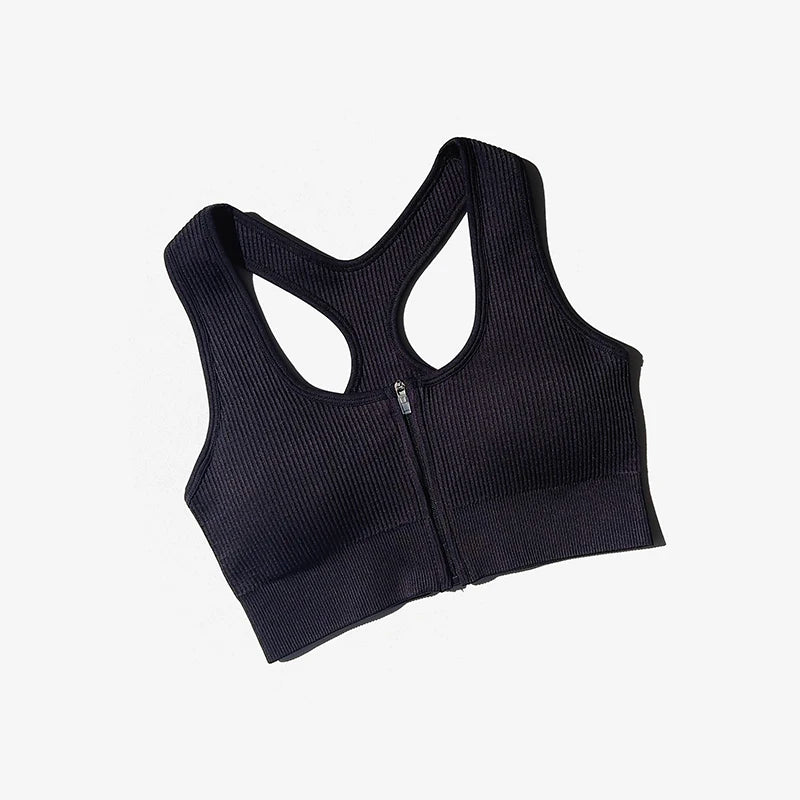 Sports Bra Crop Top Zipper Fitness Women Sportswear Sport Top Bras For Fitness Gym Female Running Push Up Yoga Workout Bra