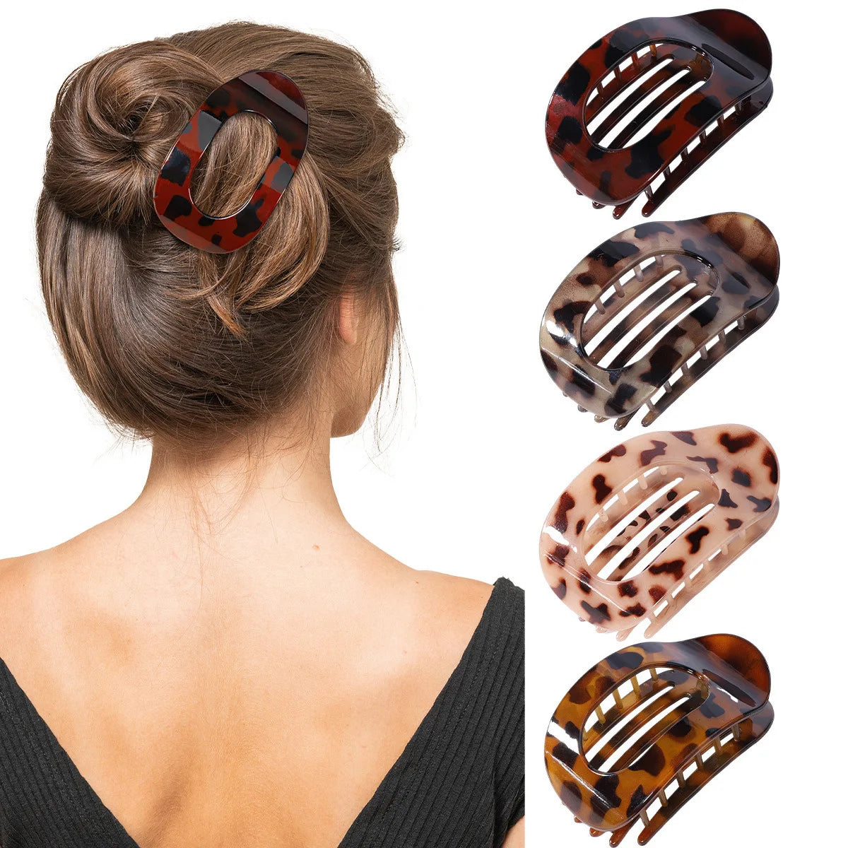 Fashion Oval Flat Hair Claw Clips for Women Matte Duckbill Clip Back-of-Head Bun Hair Accessories Simple Clip Hair Ornament