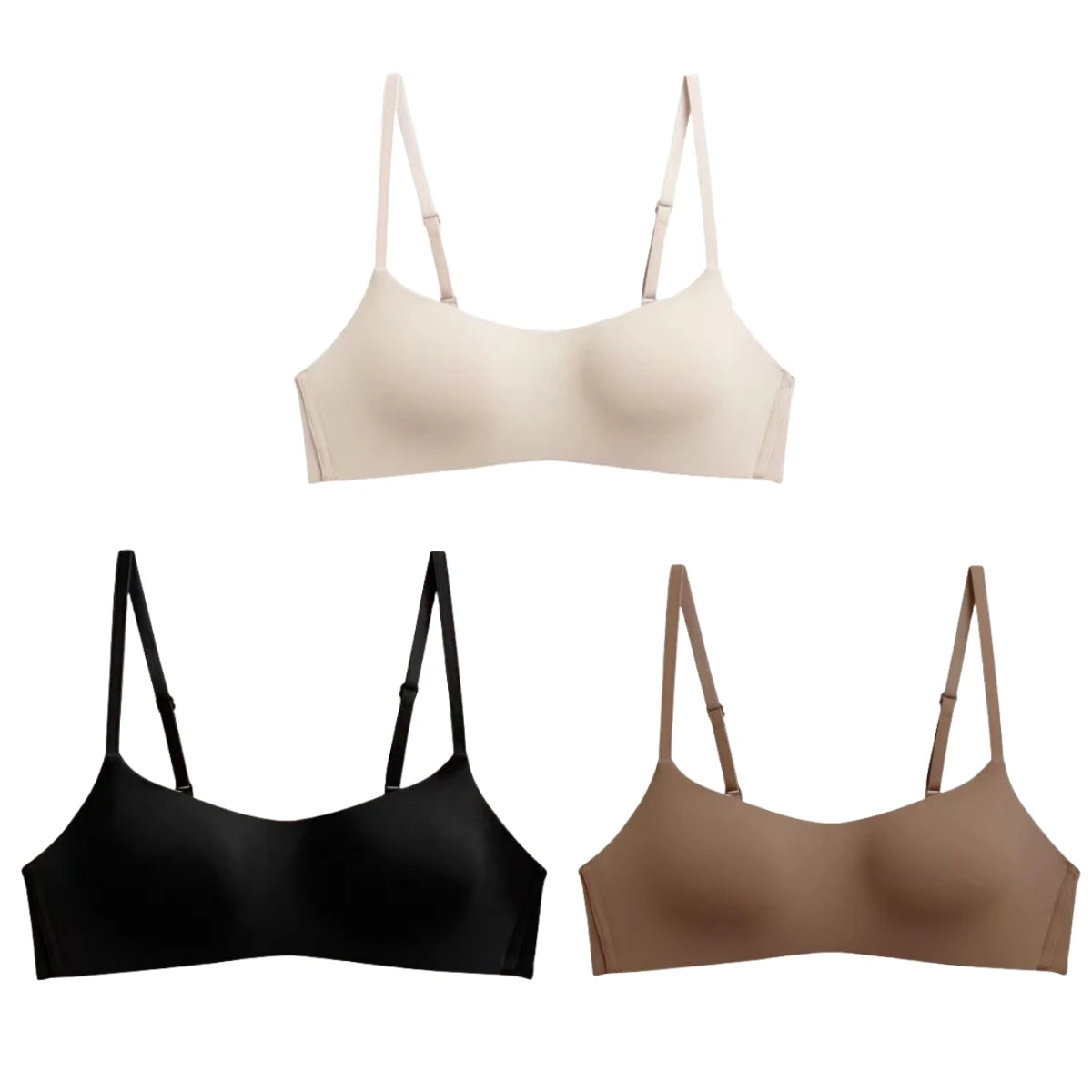 3Pcs/Lot Non-wire Push Up Bras For Women Seamless Underwear Female Sexy Lingerie 1/2 Cup Non-detachable Brassieres