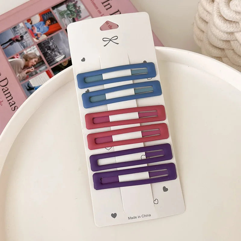 6Pcs/set Simple Colorful Frosted Hair Clip BB Clip for Women Girls Sweet Hairpin Bangs Side Clip Barrettes