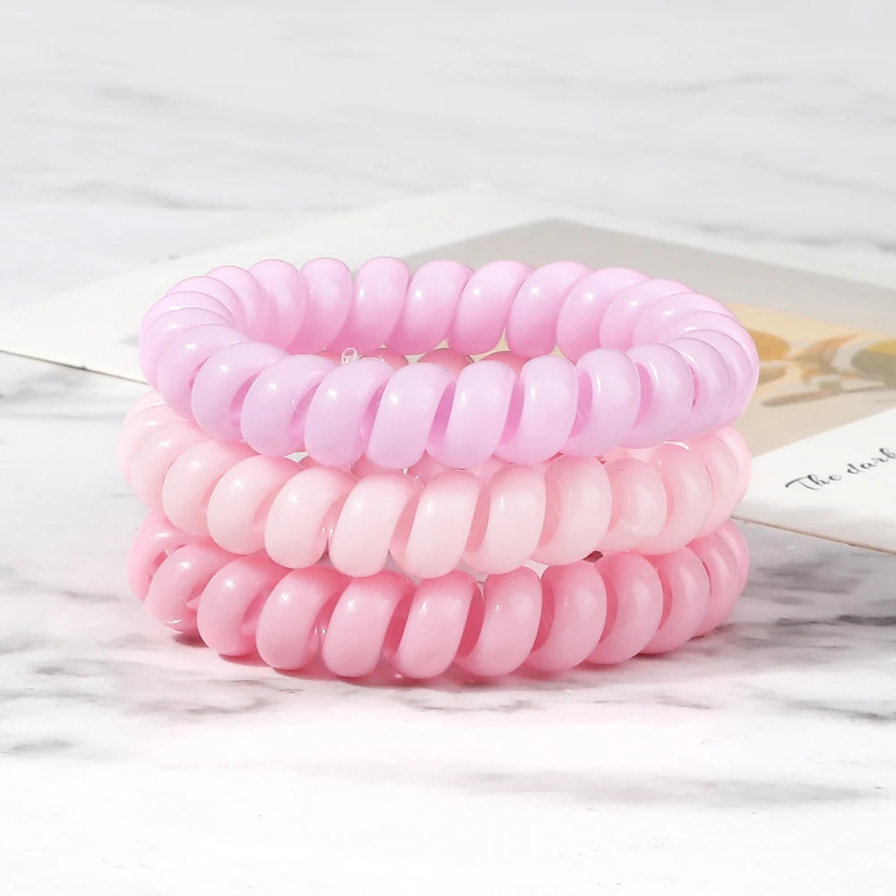 3-8Pcs/Set Telephone Wire Hair Bands Girl 5cm Mixed Color Highly Elastic Hair Ties Ponytail Holder Women Trendy Hair Accessories