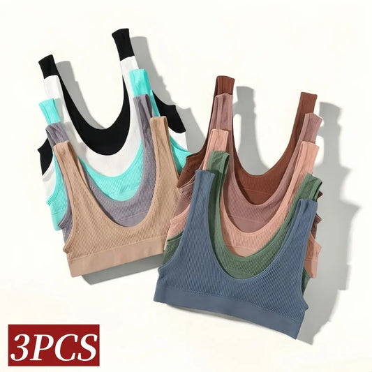 3Pcs/Set Seamless Bras For Women Push Up U Shape Bra Nonwire Underwear Female Sexy Lingerie Sport Bra Tops Comfort Intimates