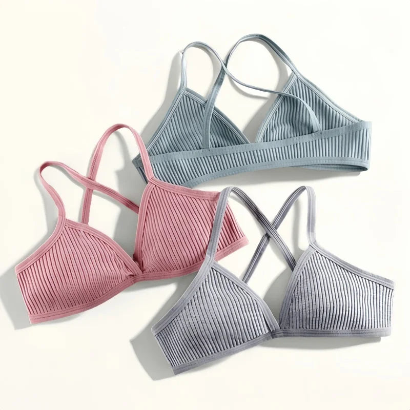 2Pcs/Set V-neck Push Up Bras For Women 1/3 Cup Bra Without Pads Sexy Lingerie Breathable Wireless Underwear