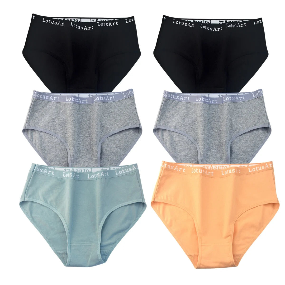 6PCS/Set Cotton Panties Women High Rise Briefs Seamless Underwear Female Underpants Solid Color Pantys M-2XL Comfort Intimates