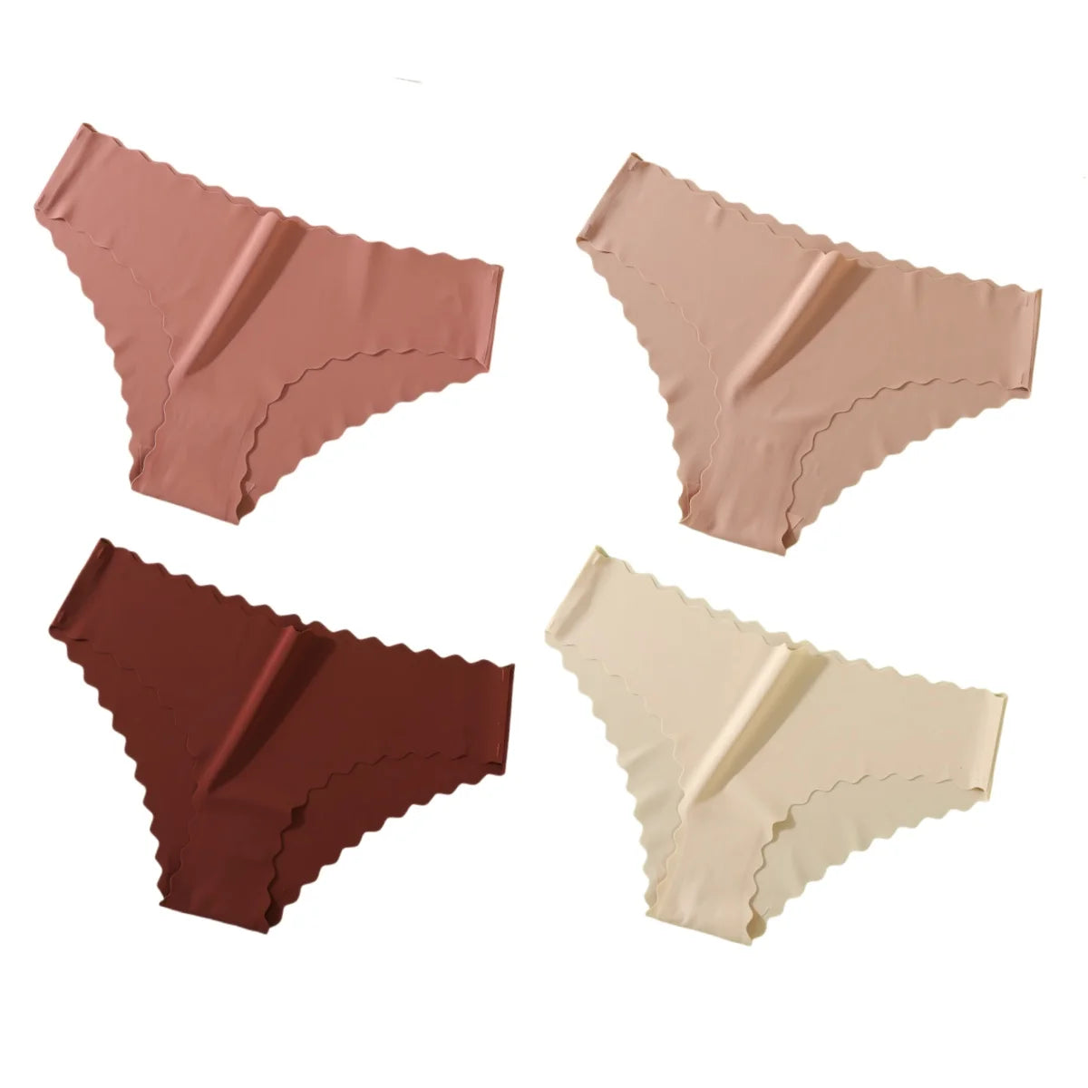 4Pcs/Set Classic Panties Women Low Rise Briefs Female Underpants Solid Color Underwear Ice Silk Panties Sexy Lingerie XS-XL