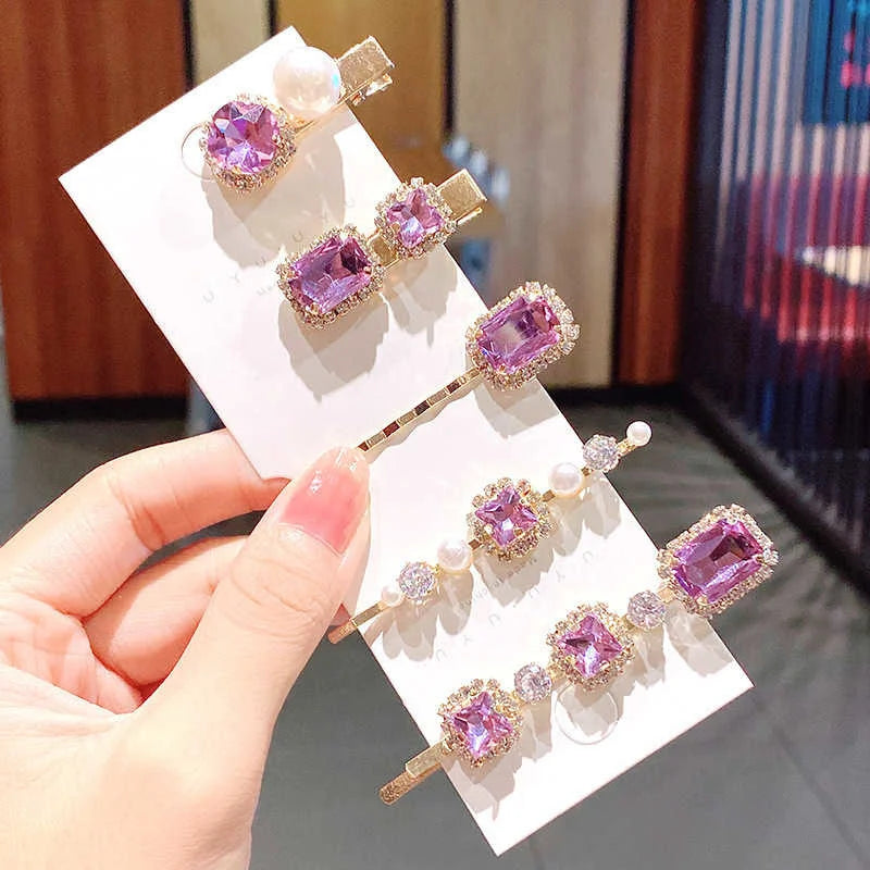 1 Set Women Hair Clips Headwear Jewelry Fashion Crystal Hair Accessories for Girls Luxury Pearl Barrettes Pins Christmas Gift