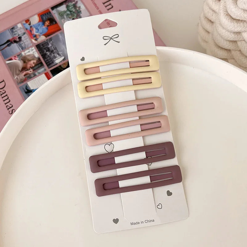 6Pcs/set Simple Colorful Frosted Hair Clip BB Clip for Women Girls Sweet Hairpin Bangs Side Clip Barrettes