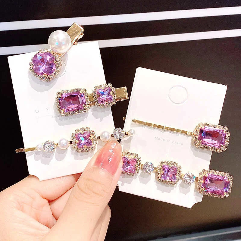 1 Set Women Hair Clips Headwear Jewelry Fashion Crystal Hair Accessories for Girls Luxury Pearl Barrettes Pins Christmas Gift