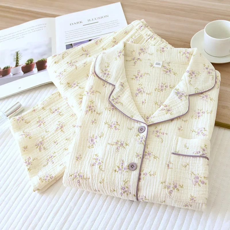 100% Cotton Autumn And Winter women pajamas long-sleeved trouser ladies pajamas, home service sleepwear Women Homewear