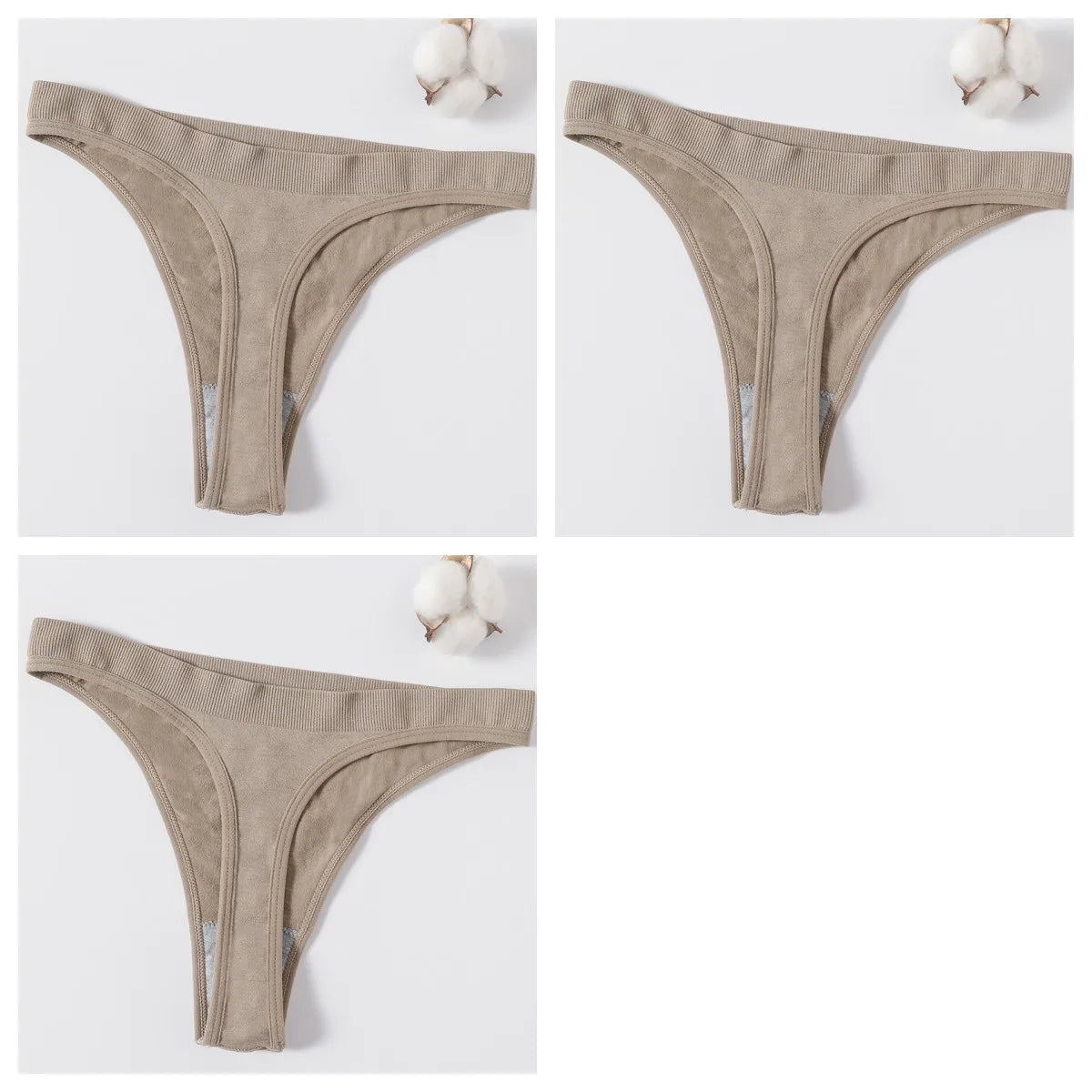 3Pcs/Set Seamless G-string Women Panties Sexy Thongs High Waist Underwear Female Underpants Sports Solid Bottom Sexy Lingerie