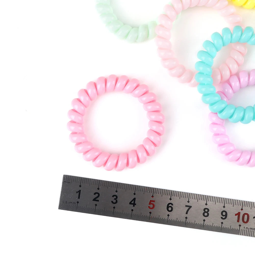 3-8Pcs/Set Telephone Wire Hair Bands Girl 5cm Mixed Color Highly Elastic Hair Ties Ponytail Holder Women Trendy Hair Accessories