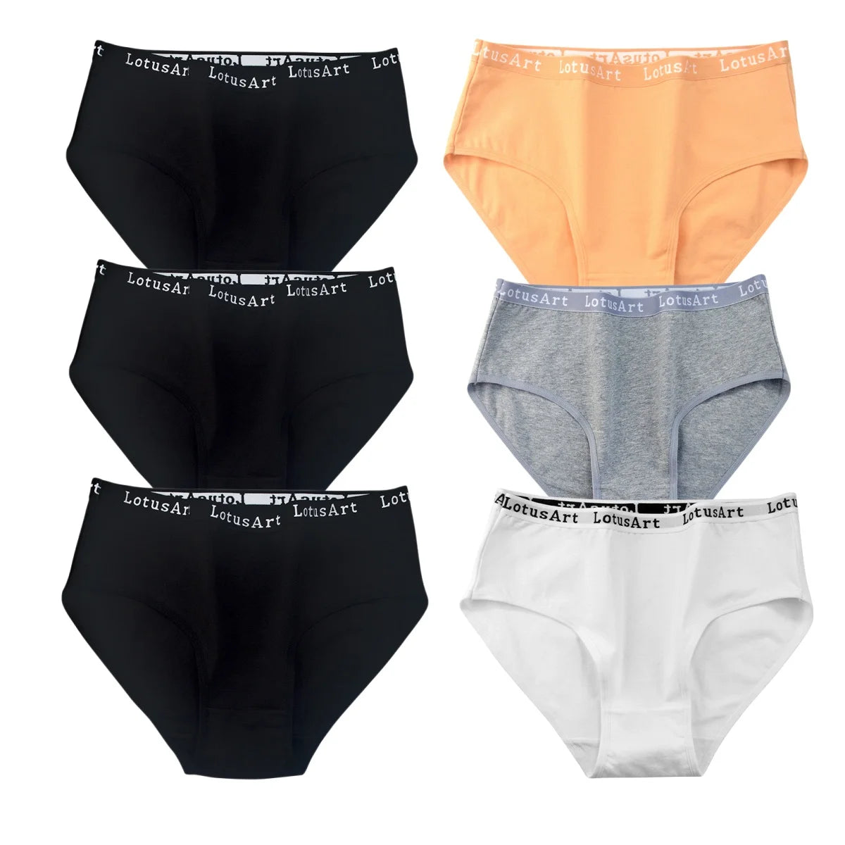 6PCS/Set Cotton Panties Women High Rise Briefs Seamless Underwear Female Underpants Solid Color Pantys M-2XL Comfort Intimates