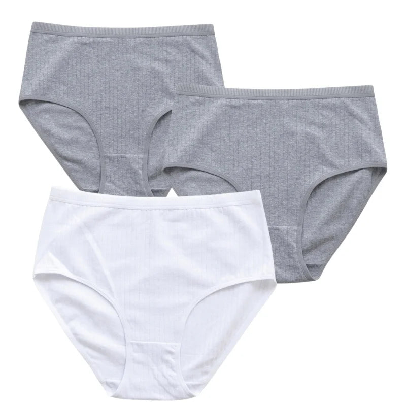 3Pcs/Set Women High Waist Panties Cotton Briefs Underwear Solid Color Female Sexy Lingerie M-XXL Breathable Comfort Underpants
