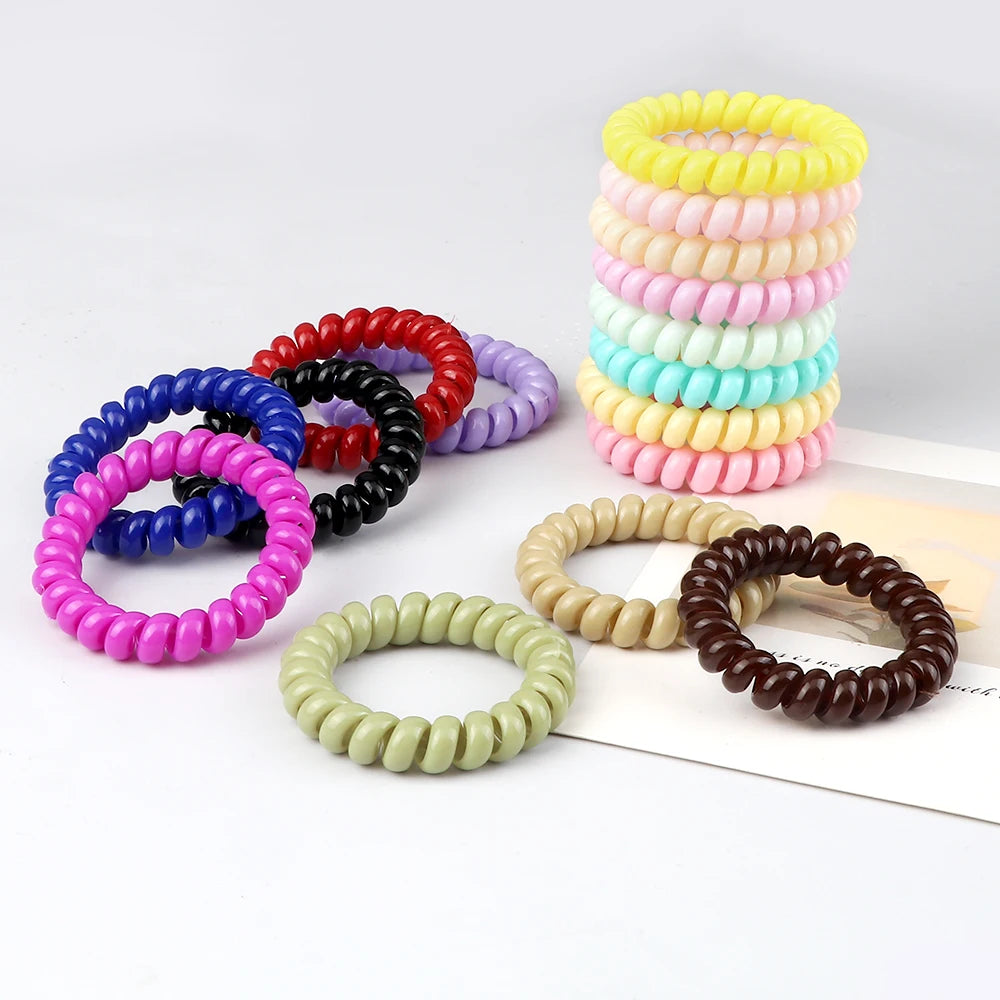 3-8Pcs/Set Telephone Wire Hair Bands Girl 5cm Mixed Color Highly Elastic Hair Ties Ponytail Holder Women Trendy Hair Accessories