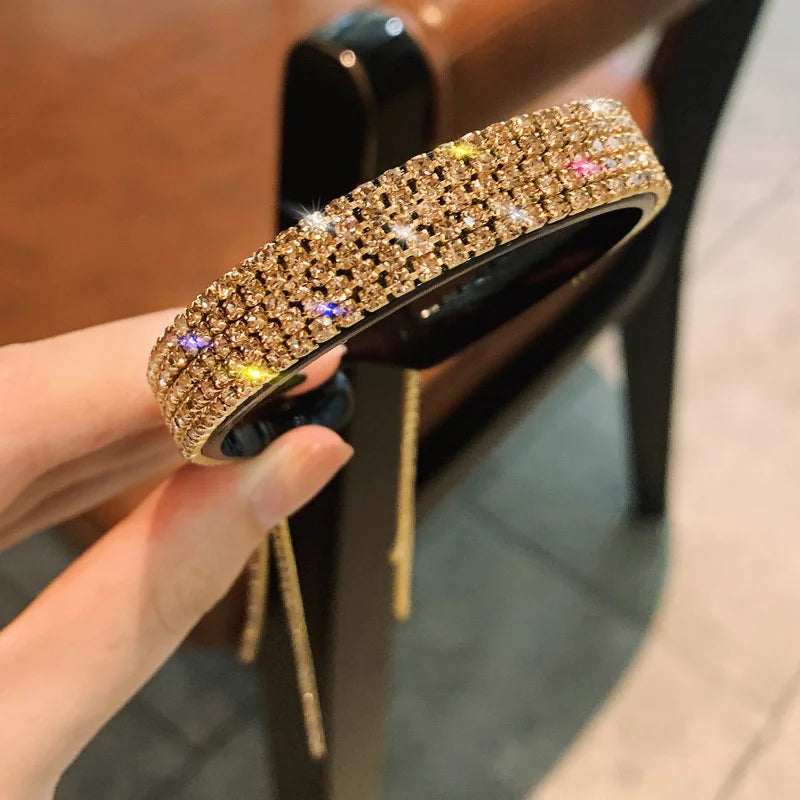 Women Elegant Luxury Rhinestone Tassel Ponytail Hair Claws Hair Clips Barrettes Hairpin Headband Fashion Hair Accessories