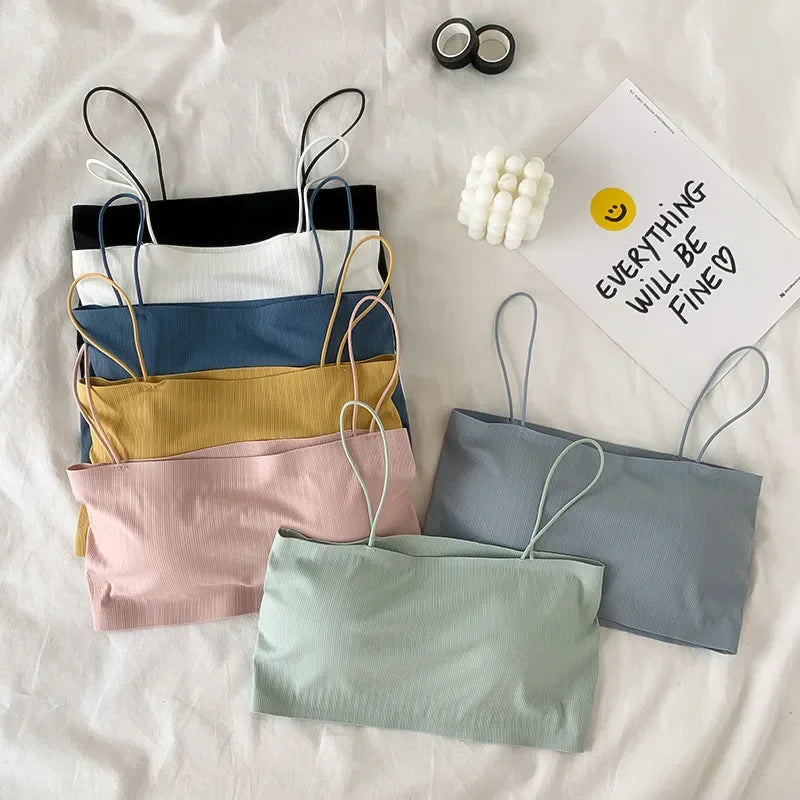 Summer Tube Bras For Women Sexy Seamless Underwear Crop Tops Sexy Lingerie Silky Bandeau Bra Removable Pads Intimates