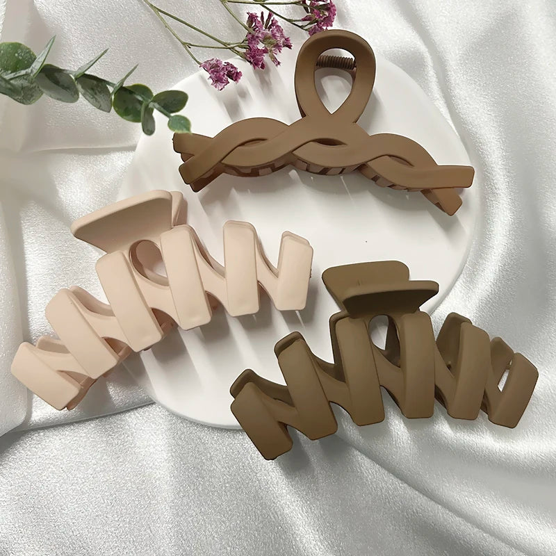 High Women Hair Claw Clips Korea Coffee Beige Acrylic Large Hair Claw Hairpin Geometric Barrettes Crab Girl Headwear Hair Accessories