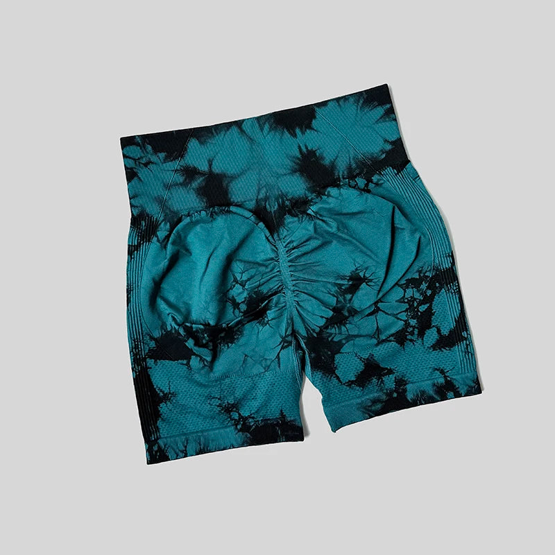 Yoga Shorts For Women Sports Tie Dye Seamless Cycling Running Shorts High Waisted Sports Workout Gym Fitness Shorts