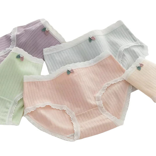 1Pc Cotton Panties Women's Underwear Sexy Lace Trims Panties Low Waist Girls Comfort Briefs Female Lingerie