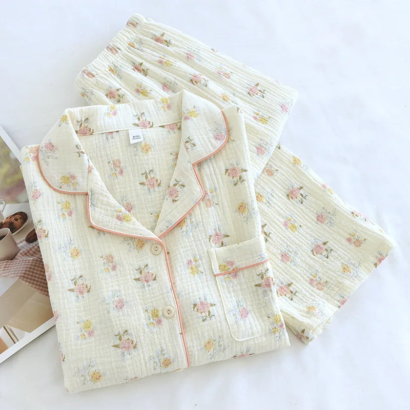 100% Cotton Autumn And Winter women pajamas long-sleeved trouser ladies pajamas, home service sleepwear Women Homewear
