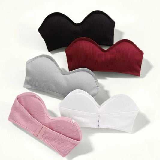 Strapless Tube Top Women Cropped Top Invisible Non-wire Bra Seamless Underwear Sexy Lingerie Cotton Bandeau Bra Removable Pads