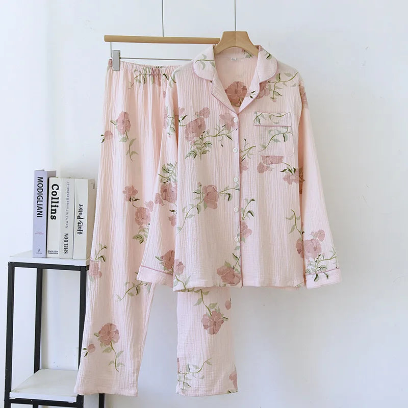 100% Cotton Autumn And Winter women pajamas long-sleeved trouser ladies pajamas, home service sleepwear Women Homewear