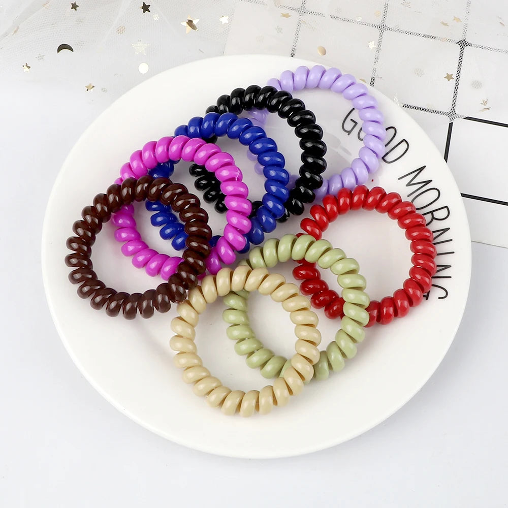 3-8Pcs/Set Telephone Wire Hair Bands Girl 5cm Mixed Color Highly Elastic Hair Ties Ponytail Holder Women Trendy Hair Accessories