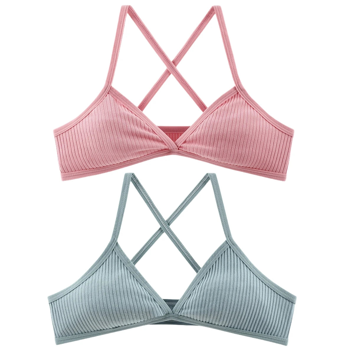 2Pcs/Set V-neck Push Up Bras For Women 1/3 Cup Bra Without Pads Sexy Lingerie Breathable Wireless Underwear
