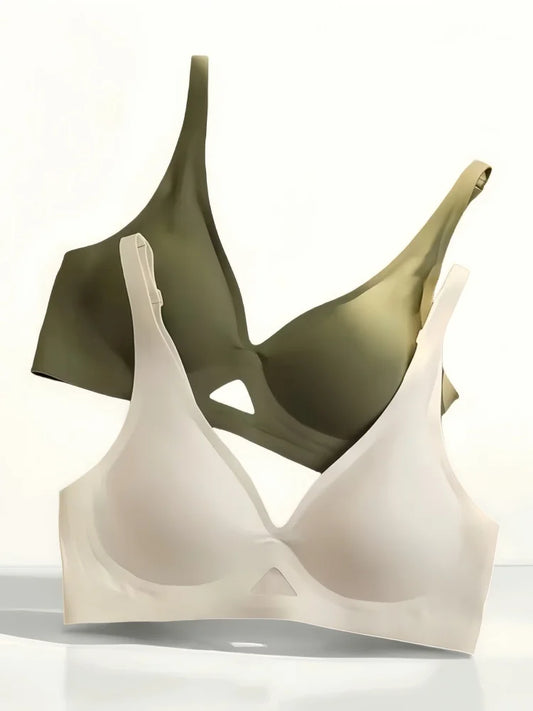 V-Neck Seamless Bras For Women Non-wire Push Up Bra With Pads U-back Brasiere Invisible Underwear Breathable Mesh Sexy Lingerie