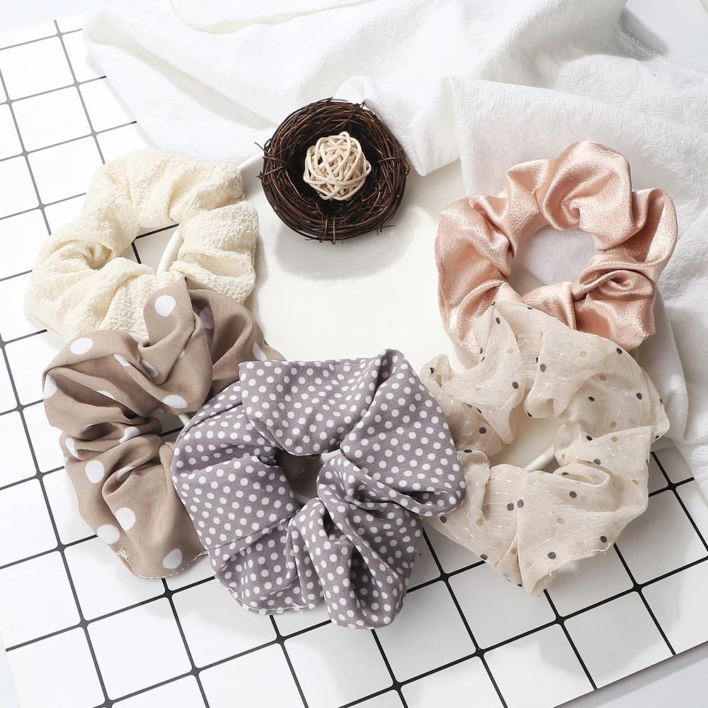 5Pcs/Lot Girl Pink Red Hair Band Accessories Fashion Large Hair Ties Solid Color Elastic Scrunchies For Women Ponytail Hairstyle