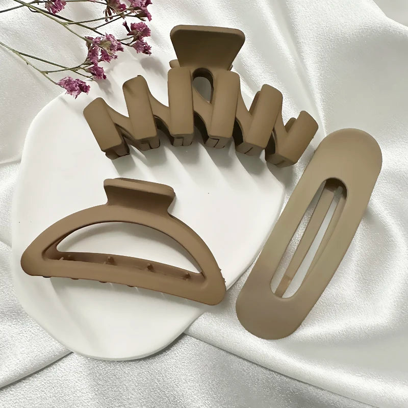 High Women Hair Claw Clips Korea Coffee Beige Acrylic Large Hair Claw Hairpin Geometric Barrettes Crab Girl Headwear Hair Accessories