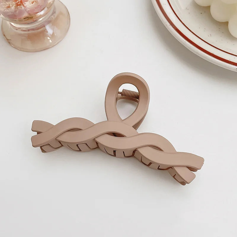 High Women Hair Claw Clips Korea Coffee Beige Acrylic Large Hair Claw Hairpin Geometric Barrettes Crab Girl Headwear Hair Accessories